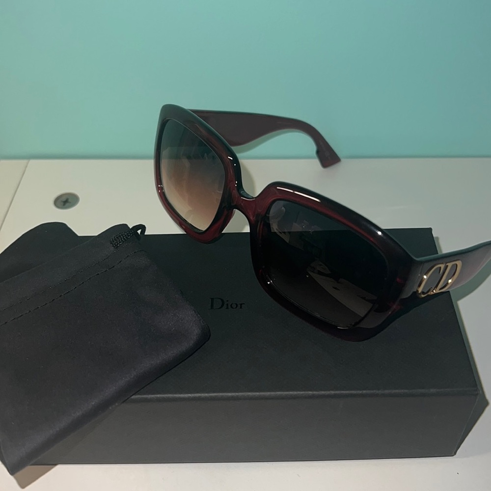 Brand New Christian Dior Burgundy/Gold Sunglasses
